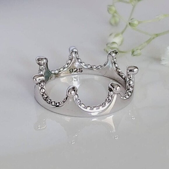 Crown Ring, Sterling Silver Women Ring, 925 Stamped, Thumb Band, non tarnish, - Picture 9 of 10